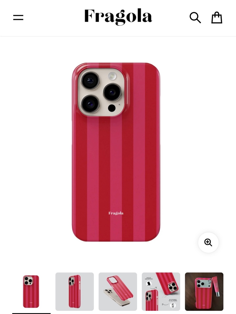 Brand New Fragola Red and Pink Vertical Stripe Phone Case for iPhone 15